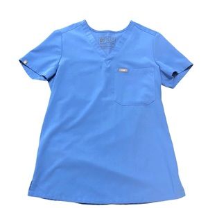 FIGS- Catarina One Pocket Scrub Top- Ceil Blue